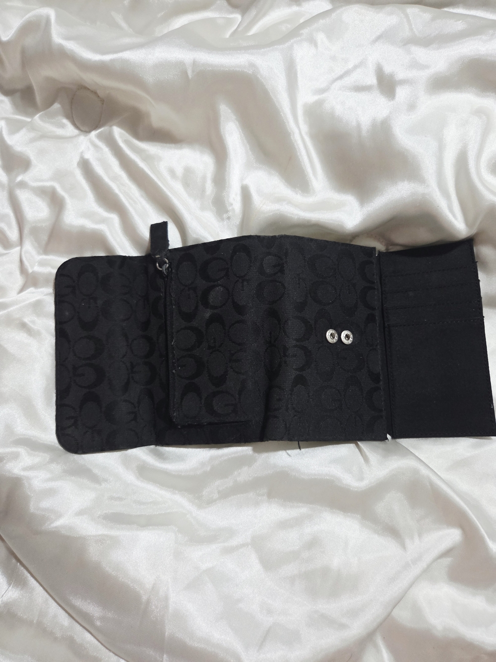 Black Men's Key & Card Holder Wallet with Monogram Interior
